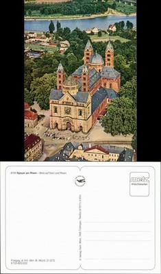 Ansichtskarte Speyer Luftbild - Kaiserdom und Rhein 1990