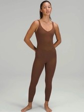Lululemon Align Ribbed Bodysuit 25" Roasted Brown Athleisure Lounge Yoga Size 4