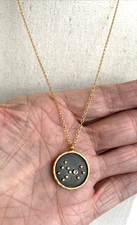 Satya Zodiac Horoscope Scorpio Sign Citrine Gem Necklace 18K gold plated 18"