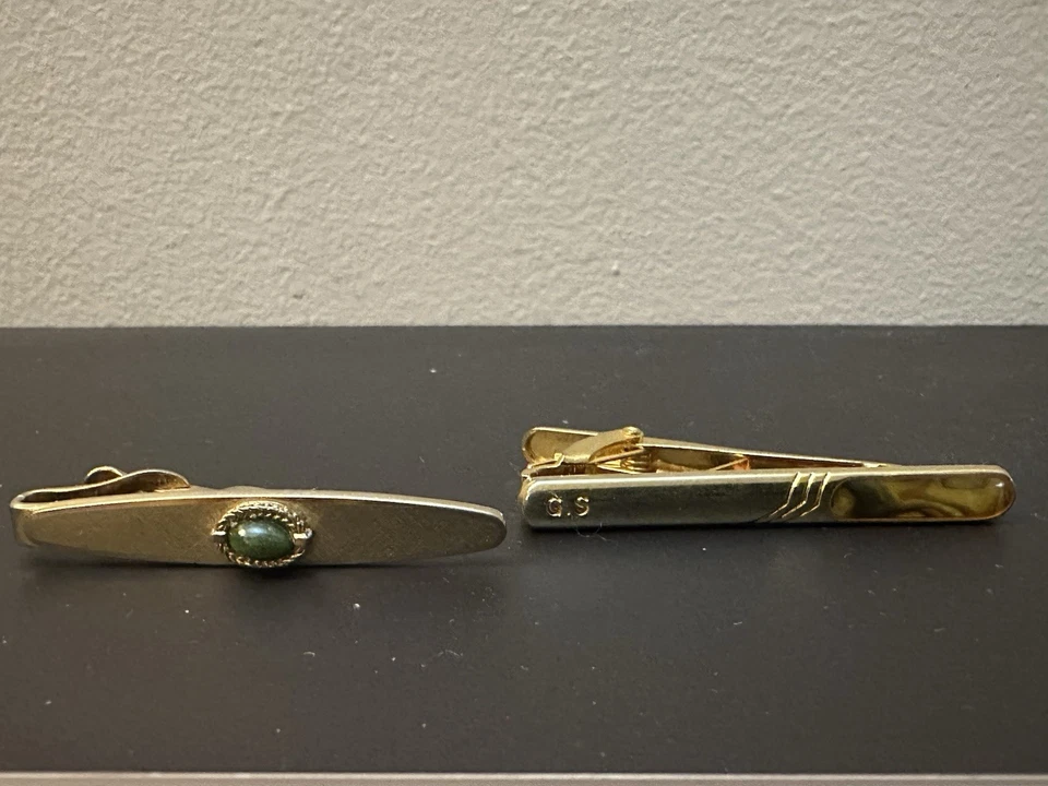 Lote surtido de 9 clips de corbata de cuello vintage Swank, Hickok, plata dorada Foto 4 de 4