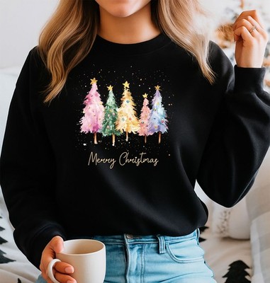 2025 Weihnachtssweatshirt, Familienpullover, Regenbogen Weihnachten (Frohe Text) (swt)