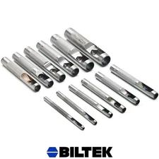12pc Hollow Hole Metal Leather Punch Set 1/8"-5/8" Inch Vinyl Gasket Rubber Wood