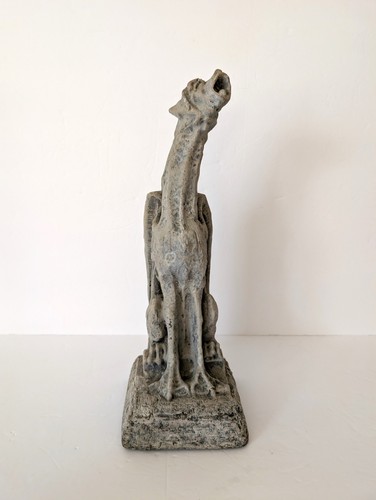 Vintage Gothic Revival Stone Long Neck Winged Gargoyle Castle Statue 14.5" Tall