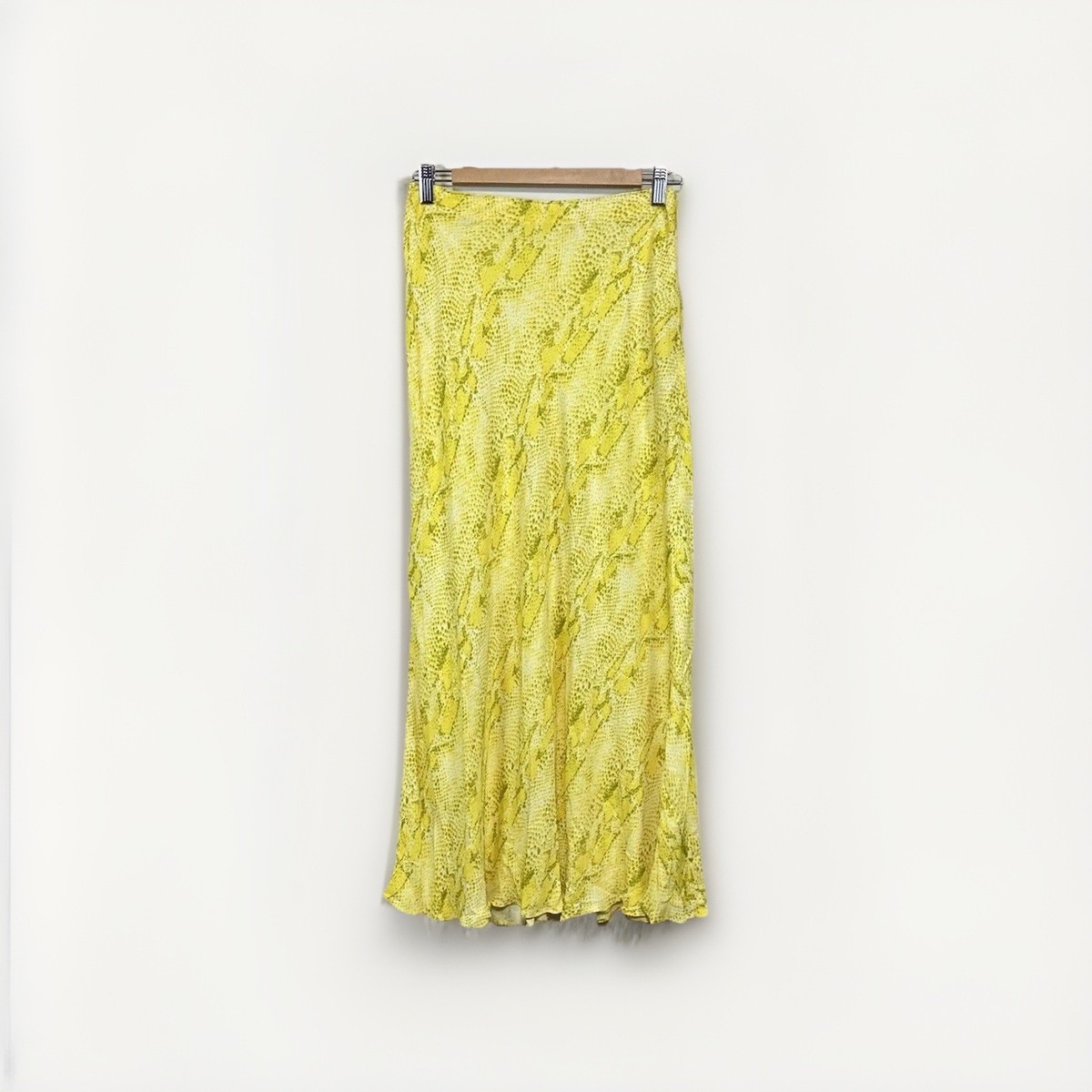 Whistles Midi Skirt Size UK 10 Yellow Python Snake Print Bias Neon Bright  Summer | eBay