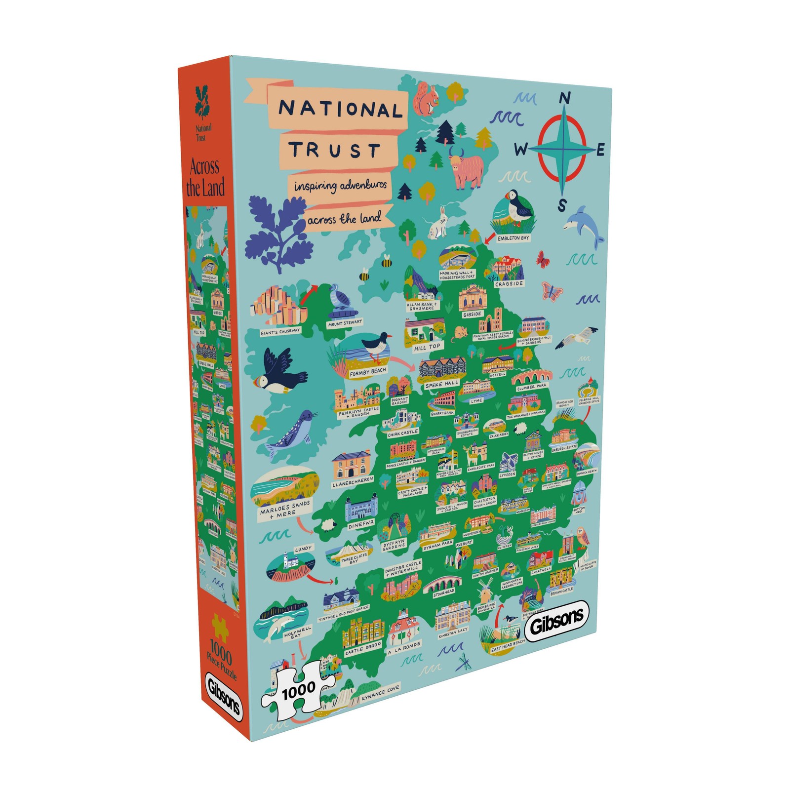 Gibsons National Trust Across the Land 1000 Piece Jigsaw Puzzle for Adults Gifts