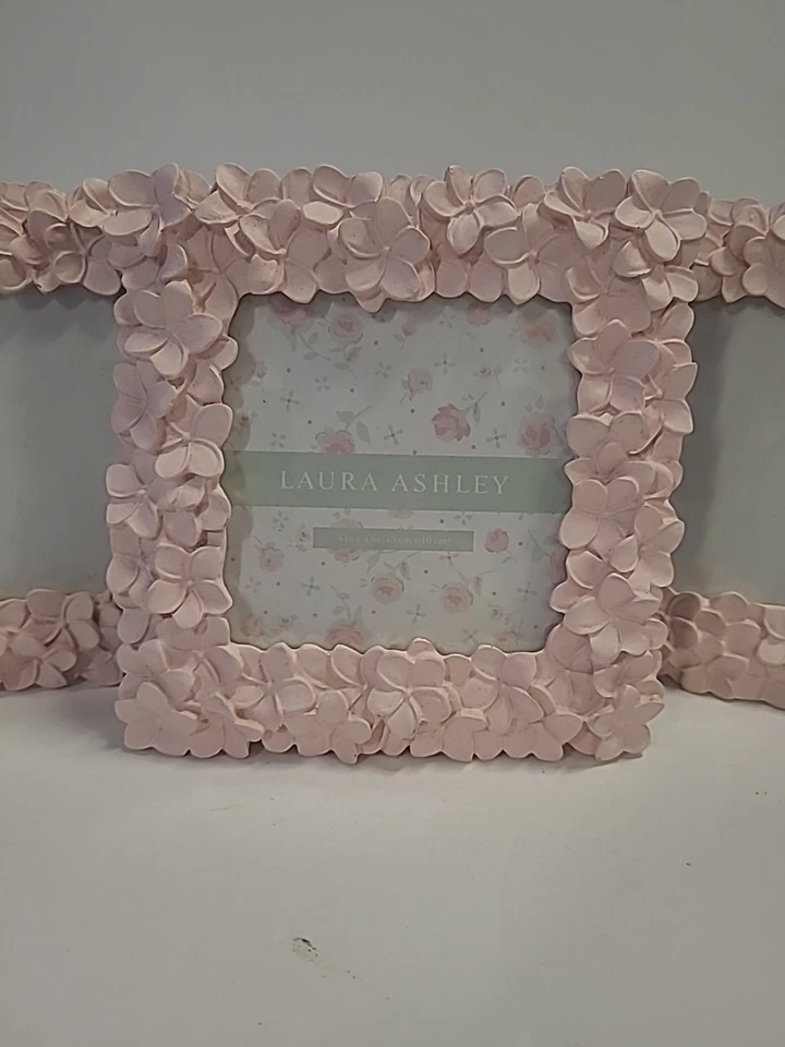 Laura Ashley Pink Picture Frames (3) Textured Resin Floral 4 X 4 Baby Shower - Image 3 of 4