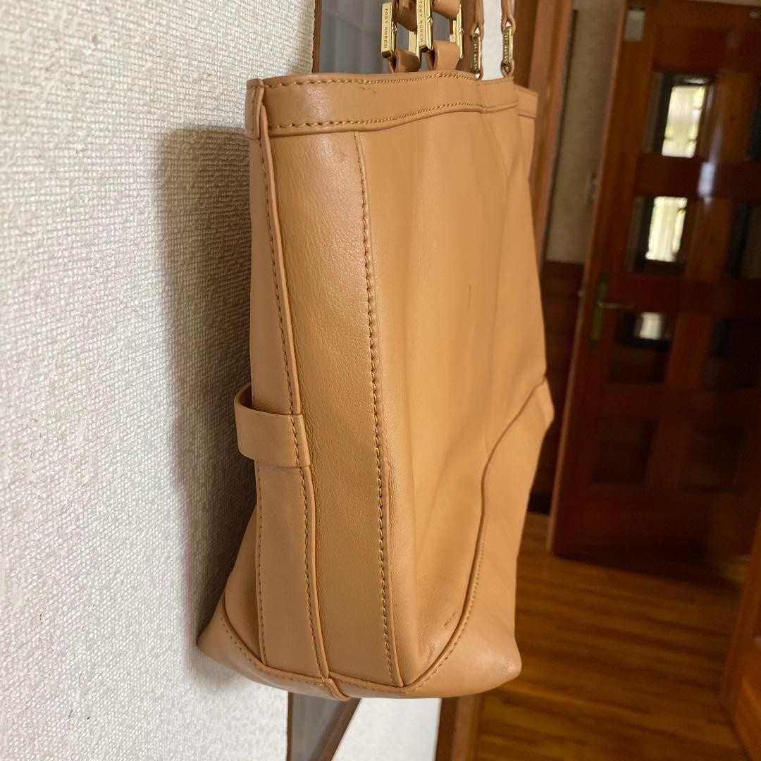 Tory Burch Tote Bag Logo Leather Beige Women's From Japan thumbnail 3