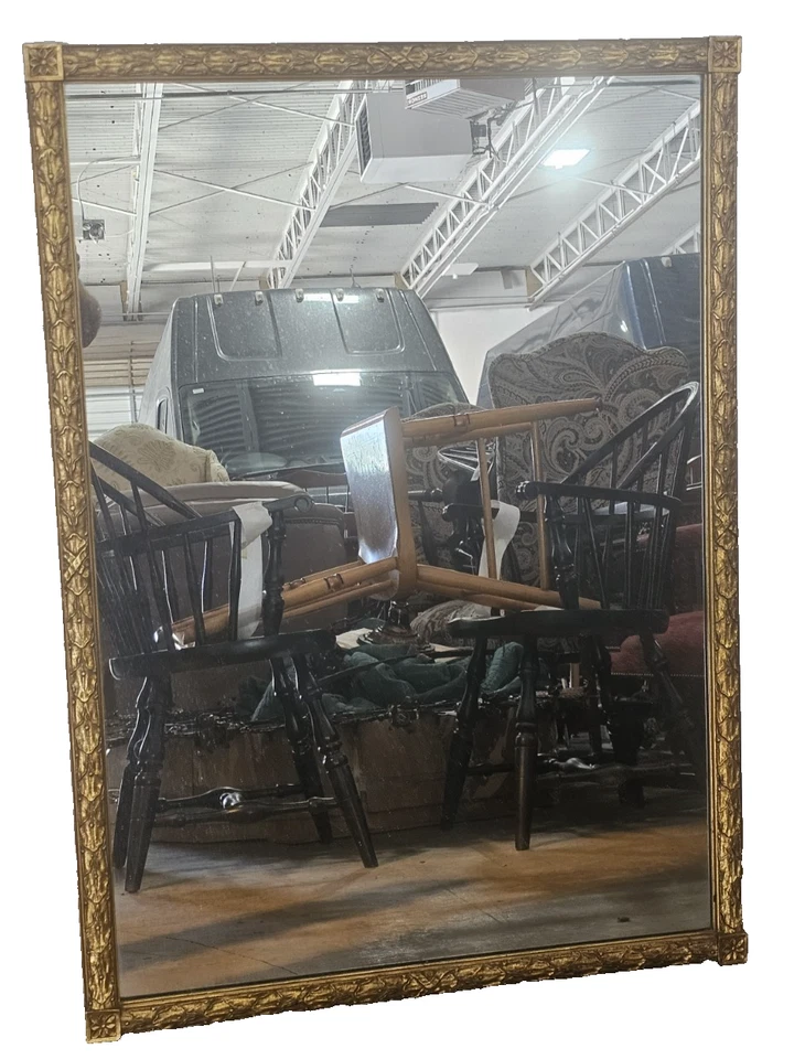 Espejo decorativo grande tallado dorado dorado Friedman Brothers hecho en Nueva York Foto 2 de 4