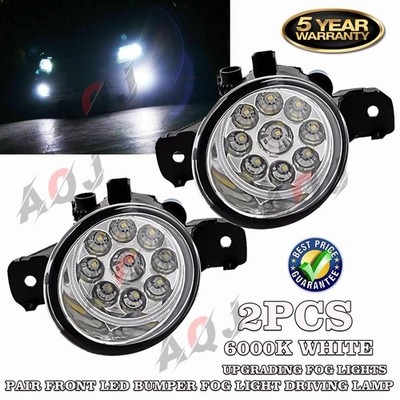 2x New Bumper White LED Fog Light Lamp Driver For NISSAN QASHQAI 2017-2019 US