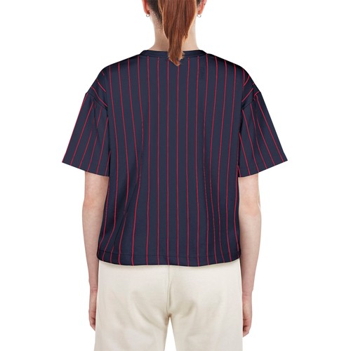 Women's New Era Navy Cleveland Guardians Boxy Pinstripe T-Shirt - Picture 5 of 5