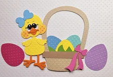 Easter Chick Basket Girl. Scrapbook, Card Making Paper Piecing