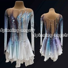 Ice Skating Adult Figure skating Dress Gymnastics Costume white dyeing