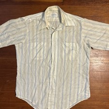 70s Vintage Yellow Cream Lightweight Striped Short SleeveShirt L made in USA