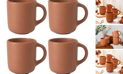 Oprah's Favorite Things - Corcisa Clay 4 Piece Mug Set - Burnt Apricot 