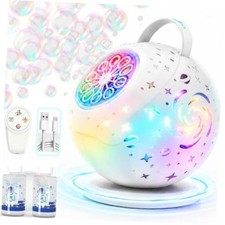 Rechargeable Bubble Machine with Remote Control, Auto 90 360 Rotation, 7