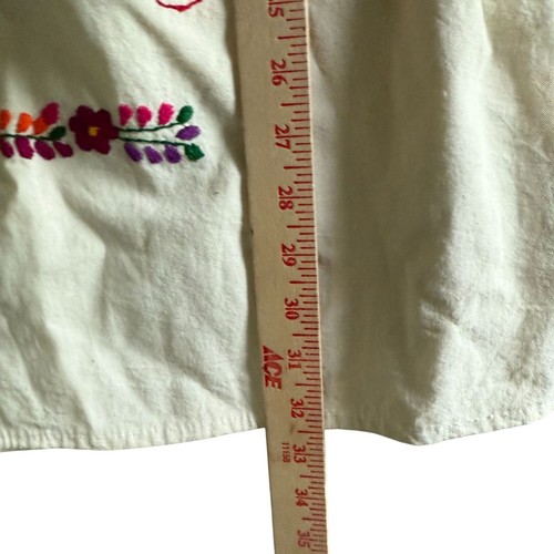 Short Sleeves Mexican Floral Embroidered Dress Girls small women White Boho - Picture 5 of 7