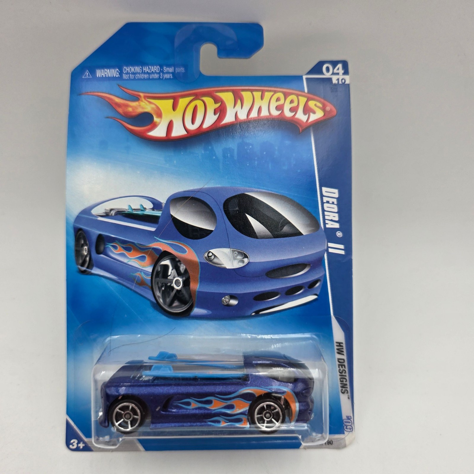 Hot Wheels Deora II 04/10 Blue Flames Die-Cast Car Carded 2009 HW Designs Toy