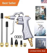 Durable Air Blow Gun with Adjustable Flow & Metal Extensions for Cleanup Tasks