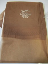 1PR VINTAGE CAPRI RHT SHEER FLAT KNIT NYLON STOCKINGS SZ 11 MED 34 1/2" BEIGE