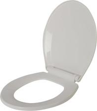 Bath Bliss Deluxe Plastic Beveled round Toilet Seat in White