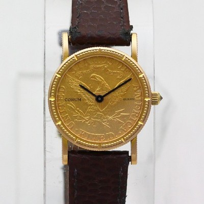 CORUM $5 1898 Lady Liberty 22K Coin & 18K Yellow Gold Case Quartz Wristwatch