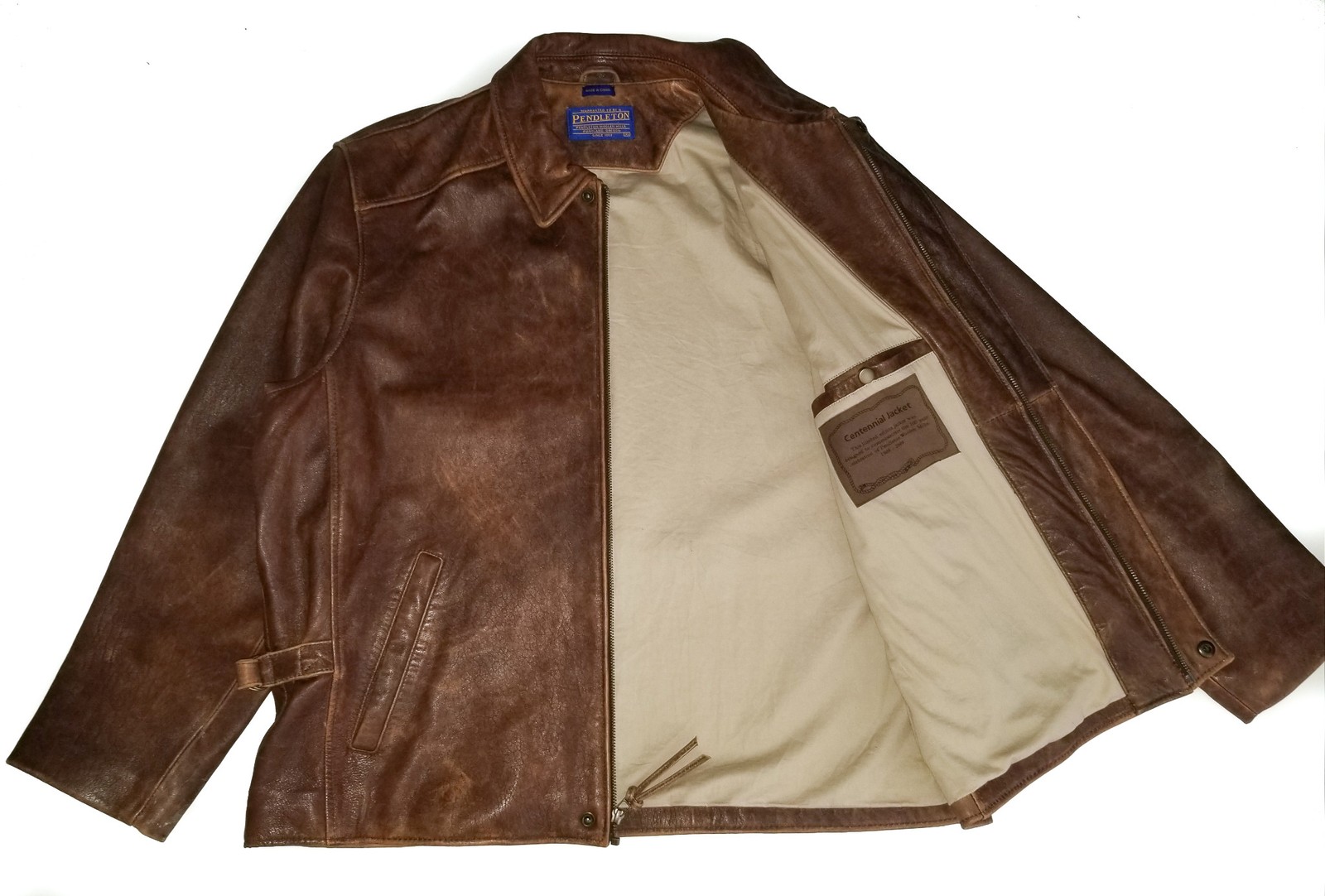 PENDLETON Leather Centennial Bomber Jacket Brown … - image 5