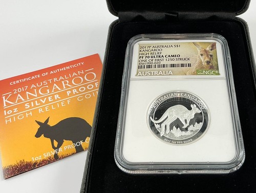 2017-P Australia KANGAROO .999 Silver High Relief 1oz Coin NGC PF70 Ultra Cameo