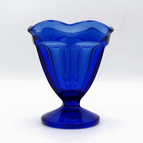 Anchor Hocking Co Glass Cobalt Blue Tulip Ice Cream Sundae Cup Dish NWT #86195 - Picture 3 of 13