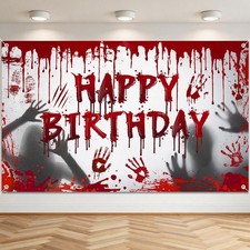 6x3.6ft Halloween Birthday Backdrop Vampire Bloody Theme Banner Polyester Fabric