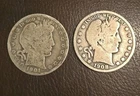 United States Barber Silver Half Dollar LOT (2) 1908 1901 New Orleans
