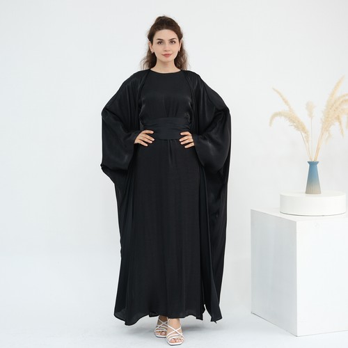 Dubai Mujeres Fiesta Musulmán Vestido Jalabiya Islámico Kaftan Chaleco Conjuntos Batas Marroquíes - Imagen 23 de 31