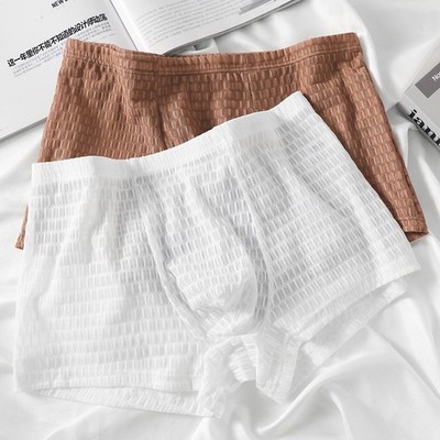 Mesh Boxershorts atmungsaktiv Slips 10% Elasthan Stretchstoff festes Muster