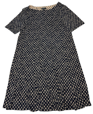 Connected Apparel Women 20W Dress Navy Cream Swing Curved Diamond Poly Blend