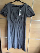 Lady Vintage 22 Grey Dress Pencil Fishtail Short Sleeve Stretch  V Neck 40s 50s