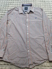 Crew Clothing Mens Button Up Shirt Size L Red White Blue Check Long Sleeve