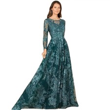 Teal Mother Gowns for Wedding Women Lace Mother of the Groom Dress Long Sleeves