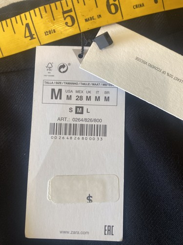 Zara, schwarze Hose mit weitem Bein, Gummibund, dehnbar, Viskose, Gr. M - Bild 5 von 6