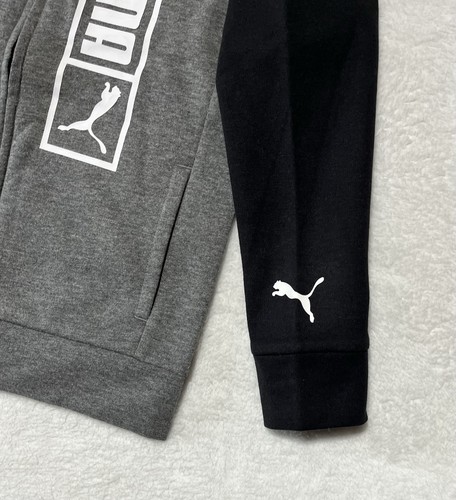 PUMA Sweatshirt Sweatpants Set Kids Boys 5 Black Grey 2 Piece Outfit Hooded New - Picture 4 of 12