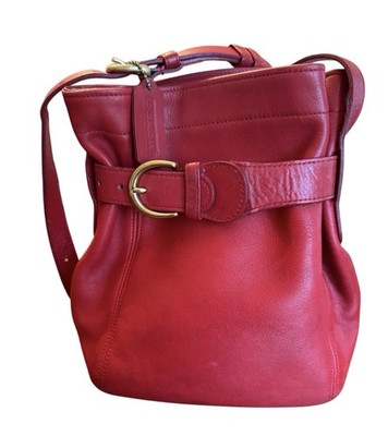 Vintage COACH 4156 Soho Red Belted Pouch Shoulder Bucket Crossbody Bag