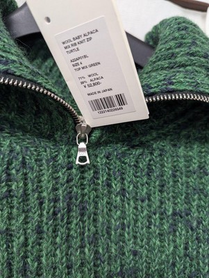 AURALEE Wool Baby Alpaca Mix Rib Knit Zip Turtle Sweater Men Size 