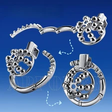 Men's Metal Chastity Cage with Steel Ball Adjustable Locking Ring Sissy Cage  