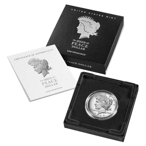 2023-S Proof $1 Peace Silver Dollar Box, OGP & COA