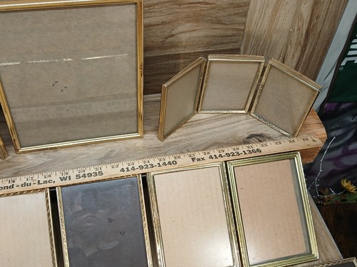 Lot of 17 Vintage Brass Gold Ornate Metal Picture Frames Including 2 Tri Folds - Picture 21 of 24