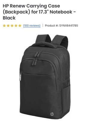 HP Renew Carrying Case (Backpack) - 17.3'' Notebook - Black