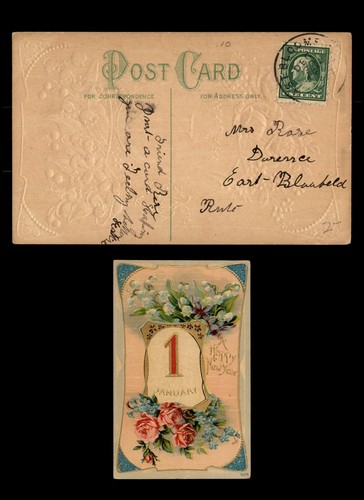 Mayfairstamps US to East Bloomfield Flowers New Year Postcard aat_15035