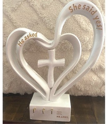 Engagement Wedding Countdown Heart Sculpture Calendar He Asked She Said Yes Gift