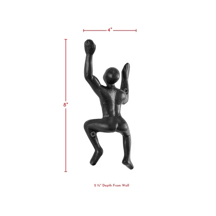 "Wall Climber" Cast Iron Decorative Black Wall Mount Hooks (Set of 2) - Image 2 of 4