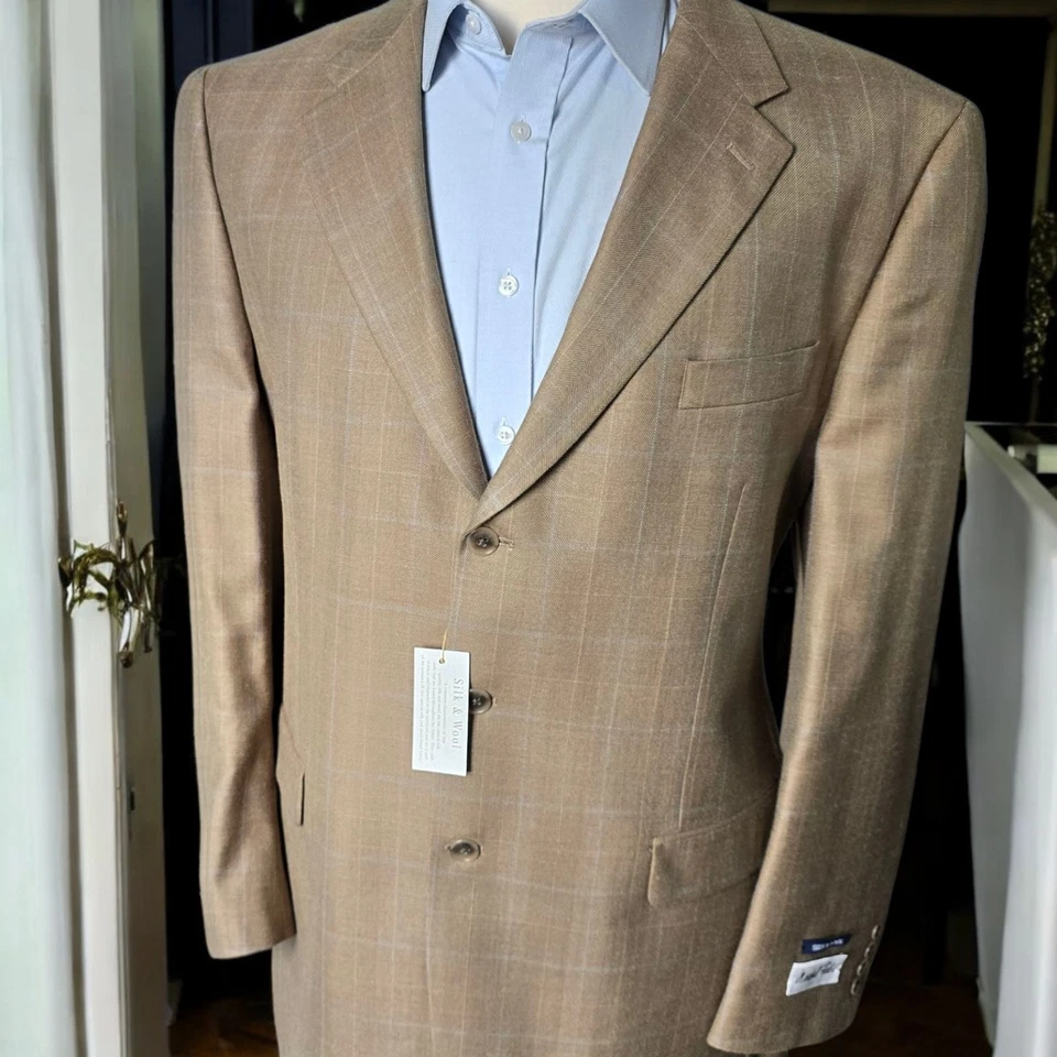 Nuevo Blazer Vintage Marshall Fields 46L Seda Lana Ventana Foto 3 de 4