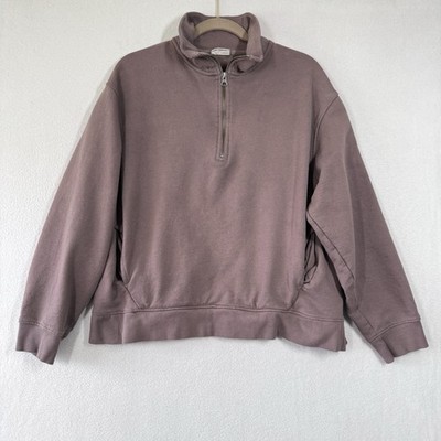 PACT Sweatshirt Women XL Organic Cotton Quarter 1/4 Zip Relaxed Pullover Pockets