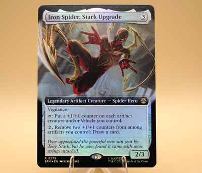 #ad #ad Iron Spider Stark Upgrade 279 Rare Extended Art Foil Spider Man MTG $3.29